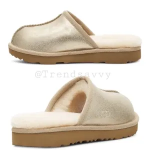 UGG Kids' Keegan Metallic Faux Fur Lined Slipper Shoes Little Kids 11M AUTHENTIC