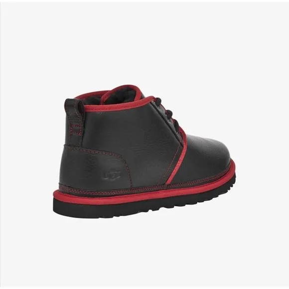UGG Men’s Neumel Leather Shearling Low Chukka Ankle Boots (Black &amp; red) Size 8