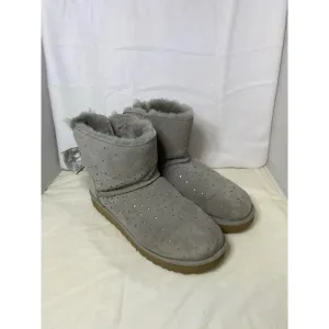 UGG MINI STARGIRL BAILEY BOW SEAL WATER-RESISTANT SUEDE FUR BOOTS SIZE 11 WOMEN