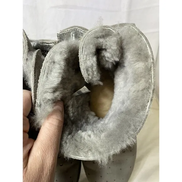 UGG MINI STARGIRL BAILEY BOW SEAL WATER-RESISTANT SUEDE FUR BOOTS SIZE 11 WOMEN