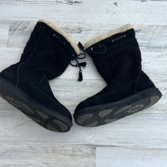 UGG Platforms Boots 5124 Suburb Crochet Tall Logo Boots‎ Size 7 Black Knit