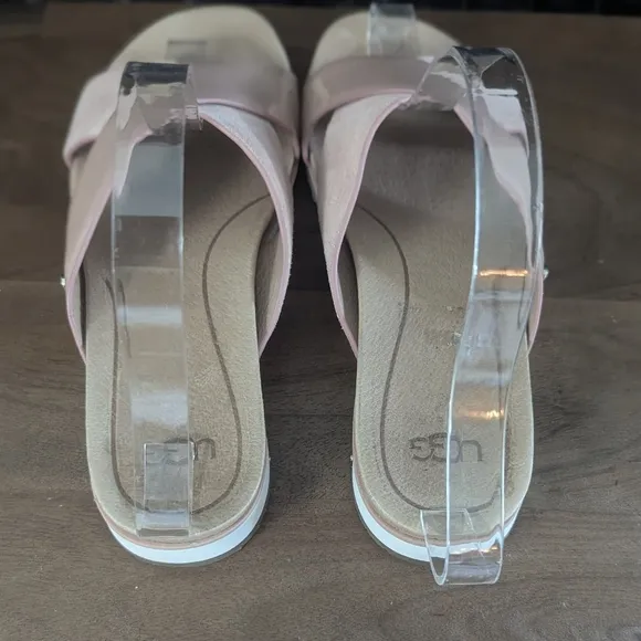 UGG Slides Pink Women's Sandals Treadlite Sz 6 Excel Used Cond Vacation KARI