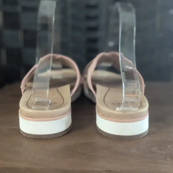 UGG Slides Pink Women's Sandals Treadlite Sz 6 Excel Used Cond Vacation KARI