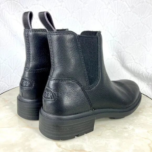 UGG Slip On Chelsea Boots Womens 5 Black Leather Chukka Dressy Comfort Boots