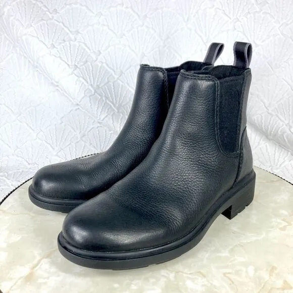 UGG Slip On Chelsea Boots Womens 5 Black Leather Chukka Dressy Comfort Boots