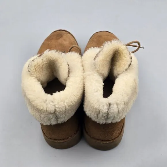 UGG Women's Size 9.5 US VGC Quincy Brown Suede Sheepskin Winter Sherpa Boots