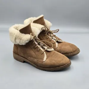 UGG Women's Size 9.5 US VGC Quincy Brown Suede Sheepskin Winter Sherpa Boots