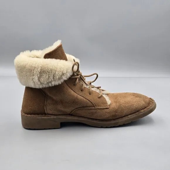 UGG Women's Size 9.5 US VGC Quincy Brown Suede Sheepskin Winter Sherpa Boots