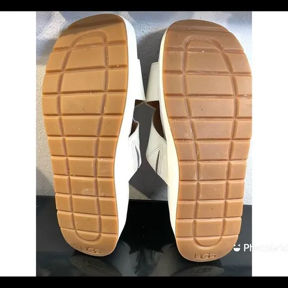 UGG 1107896 Emily White Patent Leather Crisscross Women’s Sandals Size 7 M.