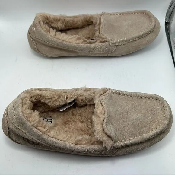 UGG WOMANS Ansley sheepskin slipper 7  beige 1106878 shoes nubuck suede