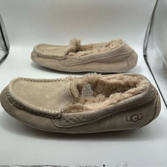UGG WOMANS Ansley sheepskin slipper 7  beige 1106878 shoes nubuck suede