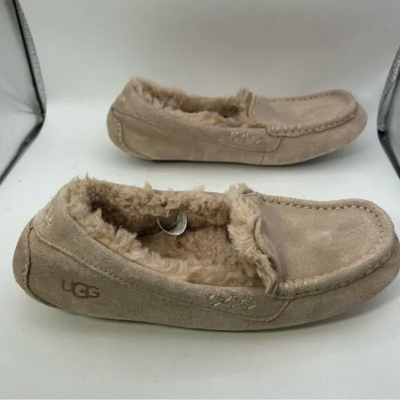 UGG WOMANS Ansley sheepskin slipper 7  beige 1106878 shoes nubuck suede