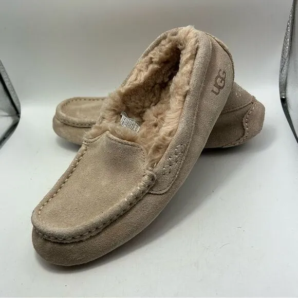 UGG WOMANS Ansley sheepskin slipper 7  beige 1106878 shoes nubuck suede