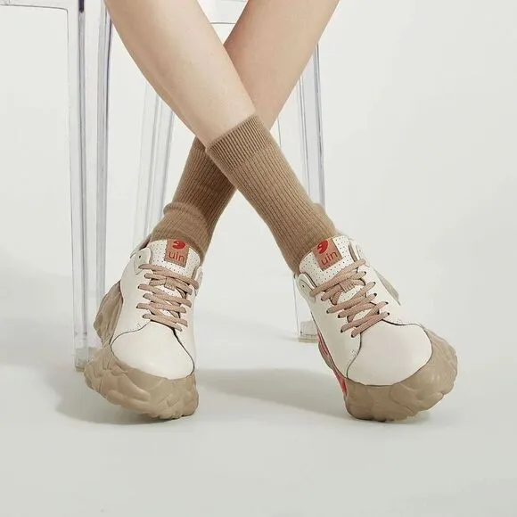 UIN Women's Chunky Platform Fashion Sneakers Sanamolls (BEIGE SANAMOLLS II)