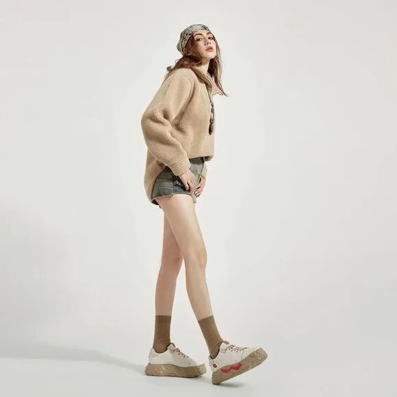 UIN Women's Chunky Platform Fashion Sneakers Sanamolls (BEIGE SANAMOLLS II)