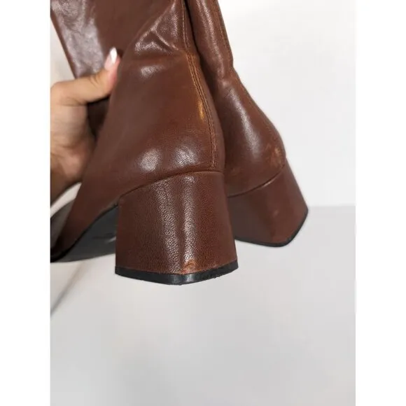 Vagabond Block Heel  Brown Leather Boots Botties Y2k Style Comfort Boho Size 39