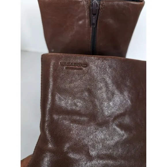 Vagabond Block Heel  Brown Leather Boots Botties Y2k Style Comfort Boho Size 39
