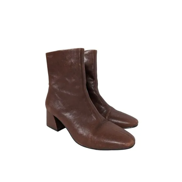 Vagabond Block Heel  Brown Leather Boots Botties Y2k Style Comfort Boho Size 39