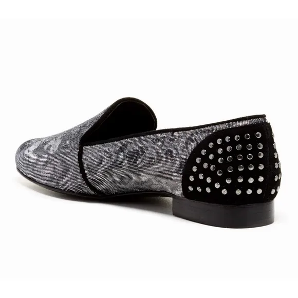 Vaneli Agatha Animal Print Flat Dress Shoes Black Silver Leopard Loafers Pumps 8