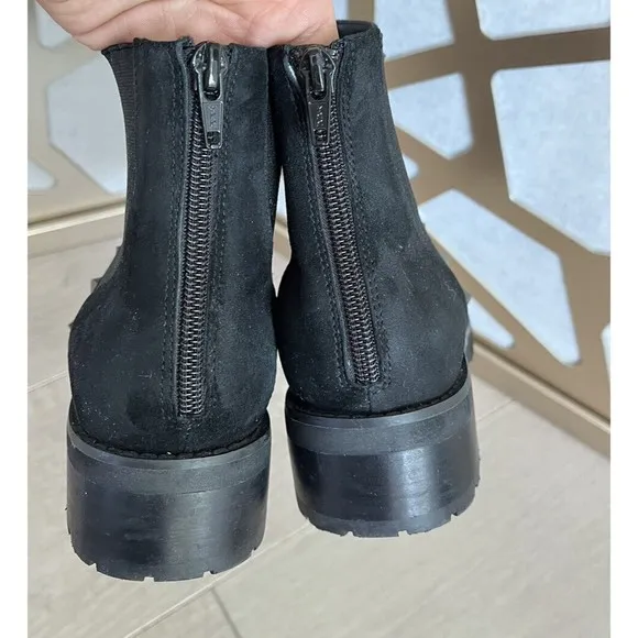 Vaneli Low Heel Ankle Fashion Boots Black Studded Zipper 6.5 M