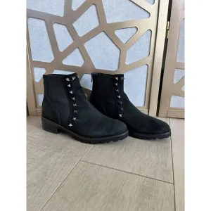 Vaneli Low Heel Ankle Fashion Boots Black Studded Zipper 6.5 M