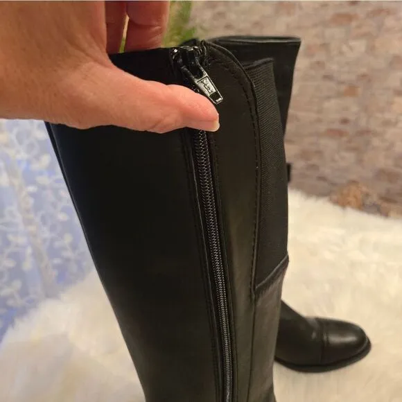 Vaneli Black Leather Boots Womens Size 8.5