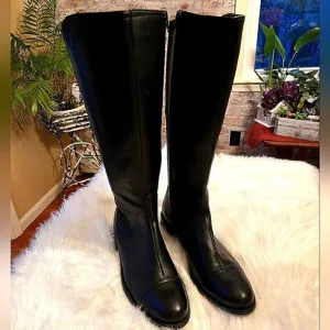 Vaneli Black Leather Boots Womens Size 8.5