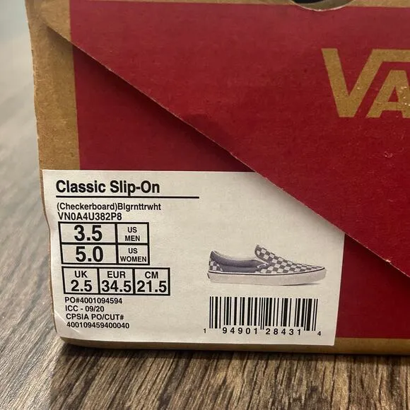 Vans Classic Slip-On Checkerboard Purple Heather Unisex Shoes NEW