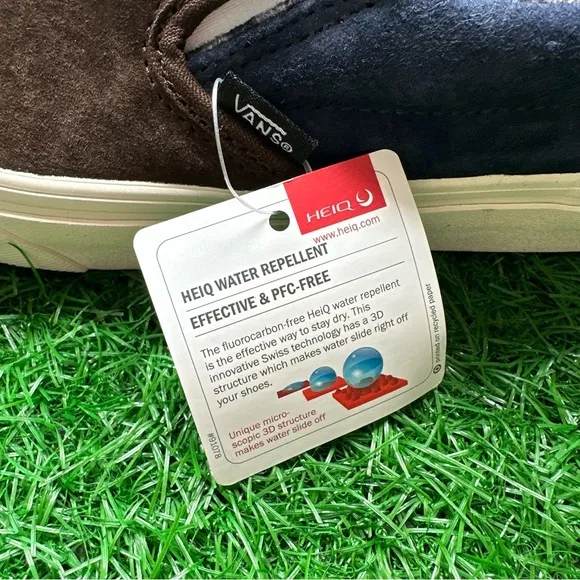 Vans Classic Slip On Pig Suede Plaid Brown Navy