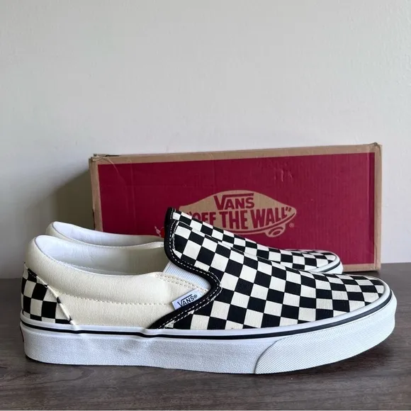 Vans Classic Slip On White Black Checkerboard Men’s Shoe Size 11 #B1495