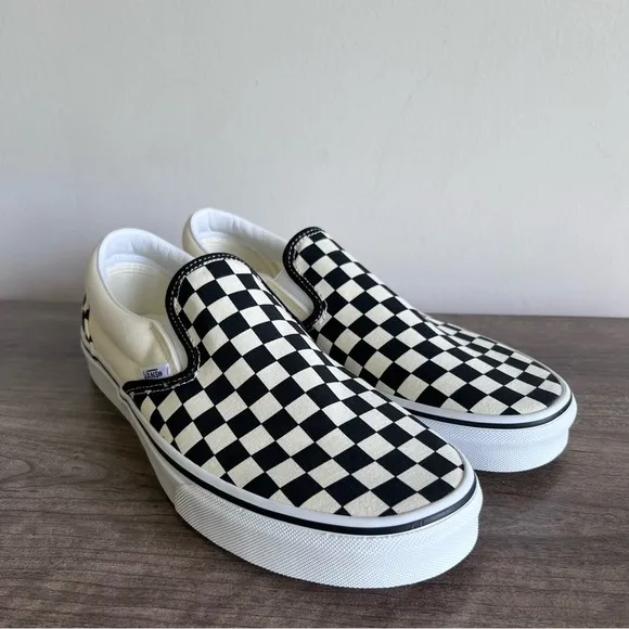 Vans Classic Slip On White Black Checkerboard Men’s Shoe Size 11 #B1495