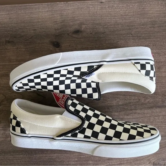 Vans Classic Slip On White Black Checkerboard Men’s Shoe Size 11 #B1495
