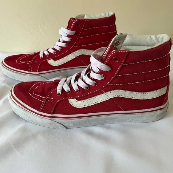 Vans Hitop red skateboarding womens shoes size 8.5 or size 7 mens