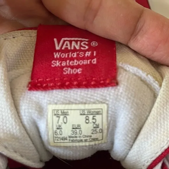 Vans Hitop red skateboarding womens shoes size 8.5 or size 7 mens