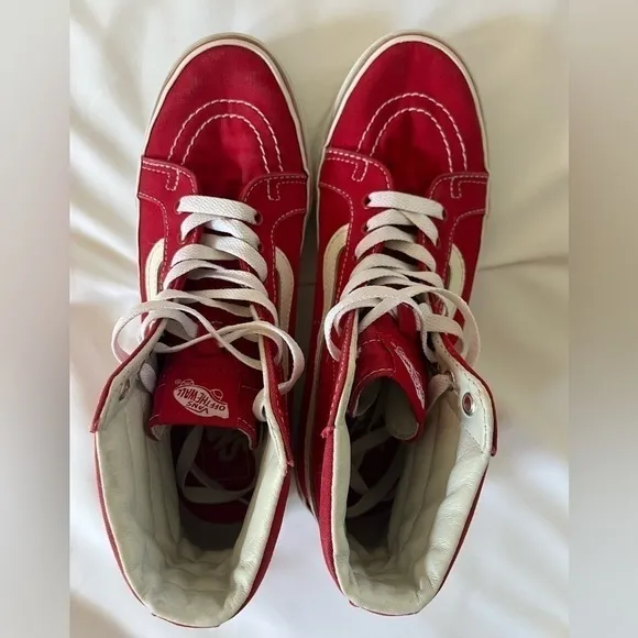 Vans Hitop red skateboarding womens shoes size 8.5 or size 7 mens