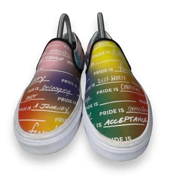 Vans UA Classic Slip-on Pride Skate Shoes Multicolor Rainbow Women's 7
