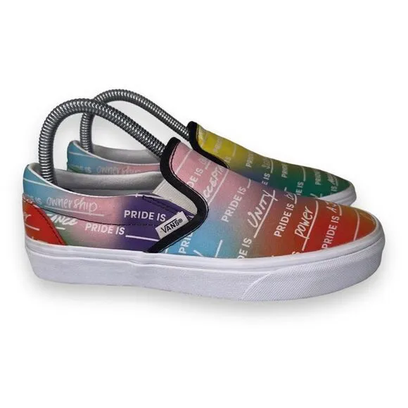 Vans UA Classic Slip-on Pride Skate Shoes Multicolor Rainbow Women's 7