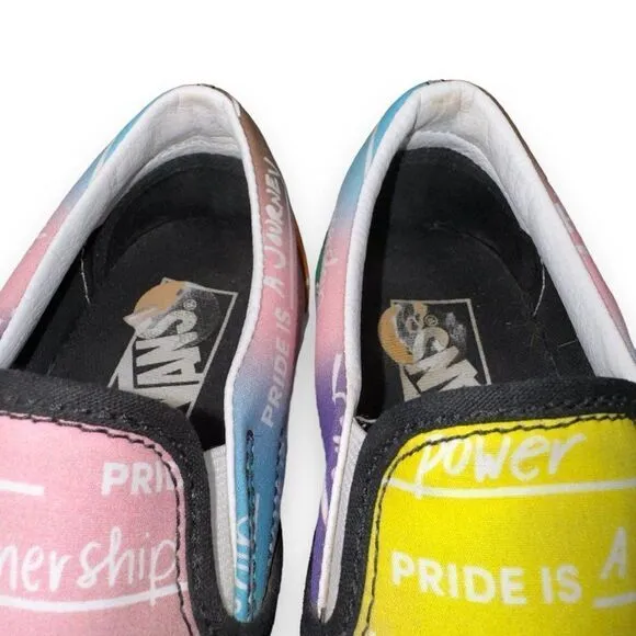 Vans UA Classic Slip-on Pride Skate Shoes Multicolor Rainbow Women's 7