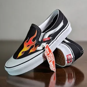 Vans X ASAP Rocky Pac Sun Limited Edition Slip On Shoes Black Red Flame Size 8