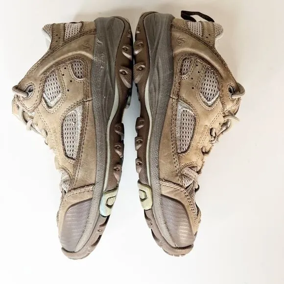 Vasque Breeze Low VST Leather Vibram Hiking Sneakers Shoes Tan Grey Blue 8.5