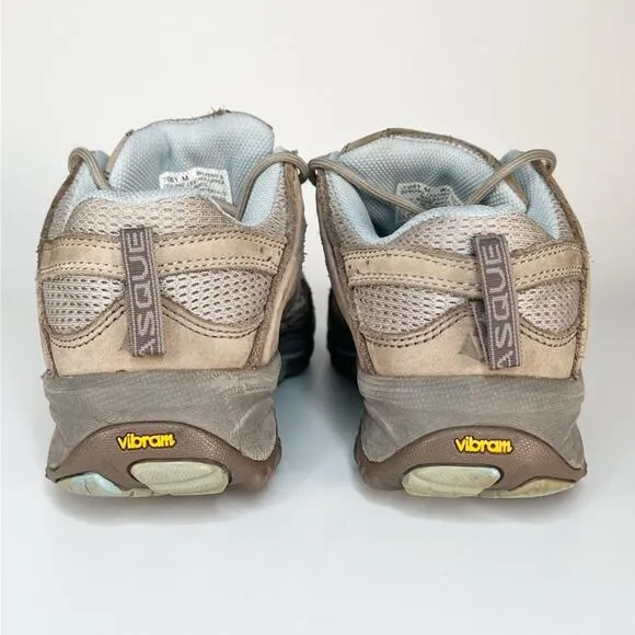 Vasque Breeze Low VST Leather Vibram Hiking Sneakers Shoes Tan Grey Blue 8.5
