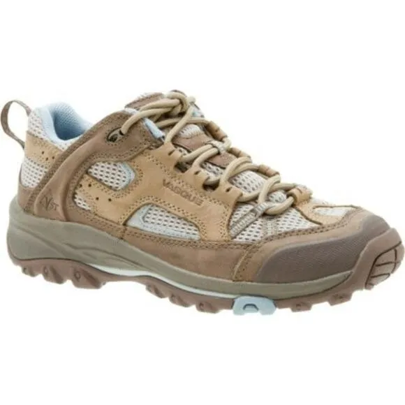 Vasque Breeze Low VST Leather Vibram Hiking Sneakers Shoes Tan Grey Blue 8.5