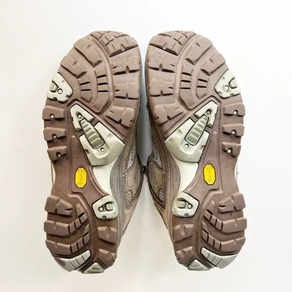 Vasque Breeze Low VST Leather Vibram Hiking Sneakers Shoes Tan Grey Blue 8.5