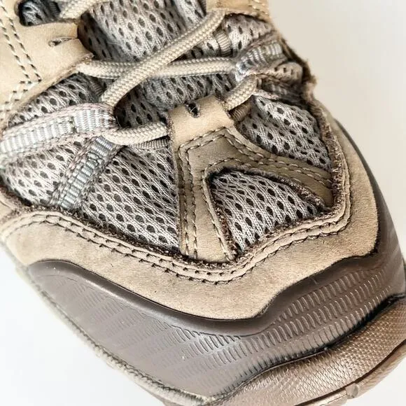 Vasque Breeze Low VST Leather Vibram Hiking Sneakers Shoes Tan Grey Blue 8.5