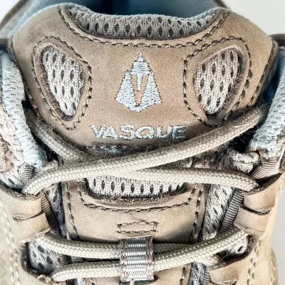 Vasque Breeze Low VST Leather Vibram Hiking Sneakers Shoes Tan Grey Blue 8.5