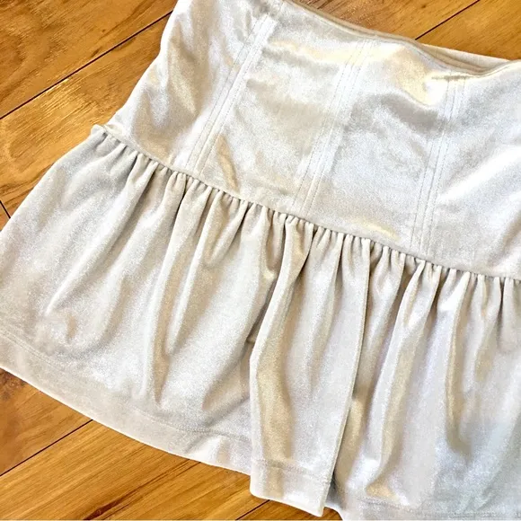 Velvet velour pleated mini skirt ballerina ballet dance summer ivory tau…
