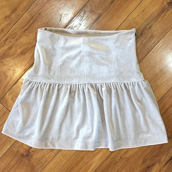 Velvet velour pleated mini skirt ballerina ballet dance summer ivory tau…