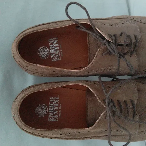 Vero cuoio made in Italy men's leather lace up light brown dress shoes Sz 42