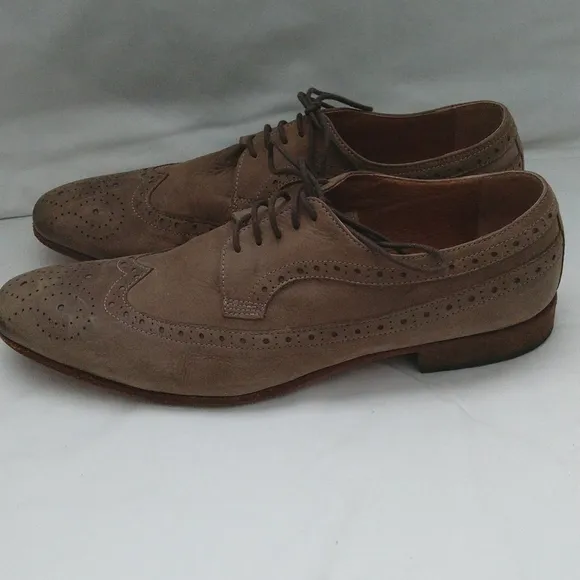 Vero cuoio made in Italy men's leather lace up light brown dress shoes Sz 42