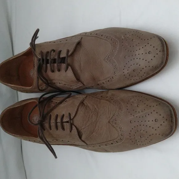 Vero cuoio made in Italy men's leather lace up light brown dress shoes Sz 42